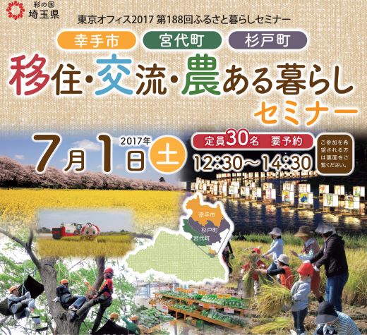 【埼玉県】幸手市・宮代町・杉戸町 移住・交流・農ある暮らしセミナー | 移住関連イベント情報