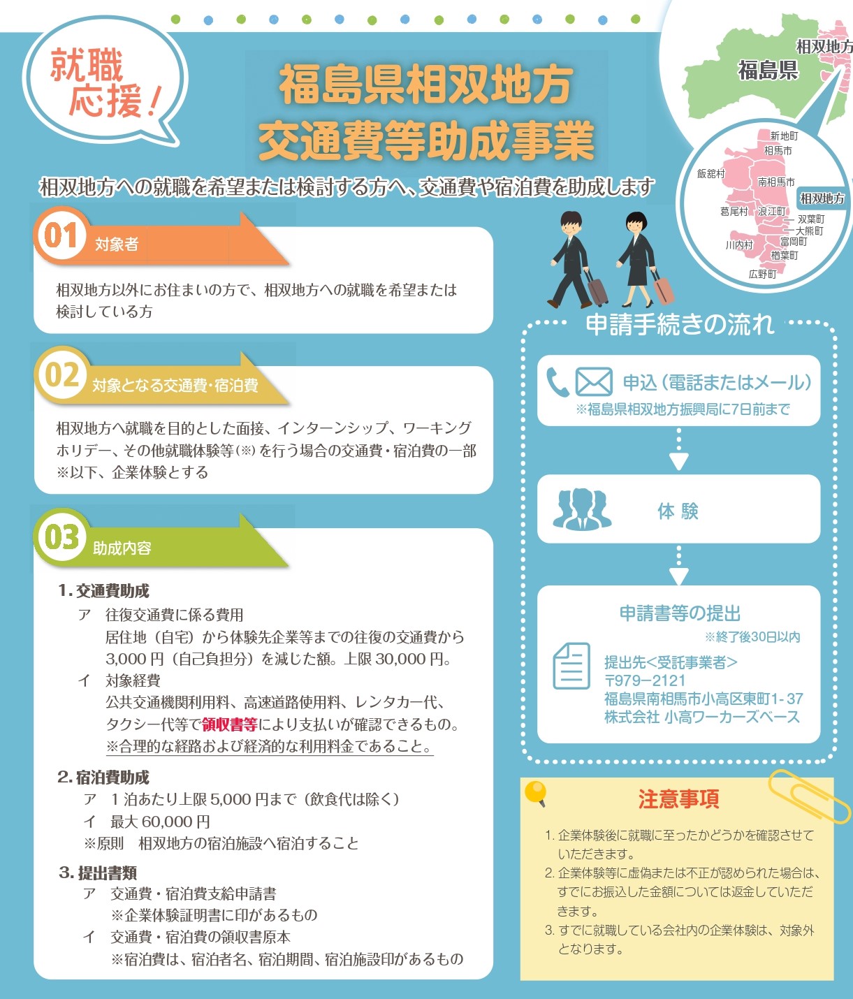 【福島県相双地域】～お仕事をお探しの方へ～宿泊費・交通費を補助します！ | 地域のトピックス