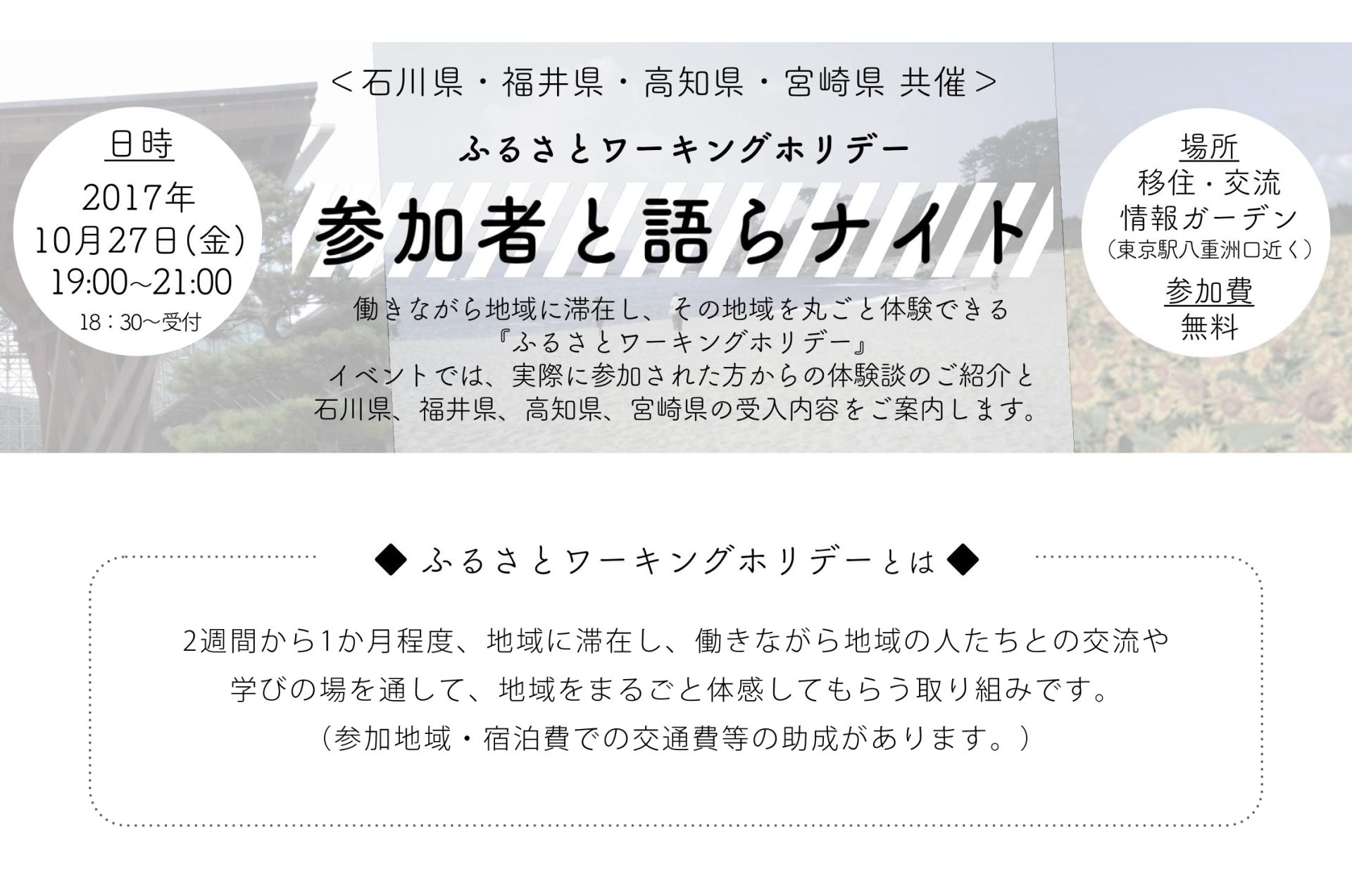 ふるさとワーキングホリデー≪参加者と語らナイト≫ | 移住関連イベント情報