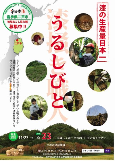 二戸市地域おこし協力隊募集！【うるしびと・漆林フォレスター】 | 移住関連イベント情報