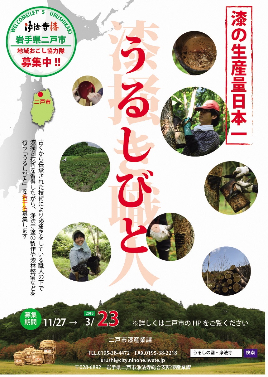 二戸市地域おこし協力隊募集!【うるしびと・漆林フォレスター】 | 移住関連イベント情報