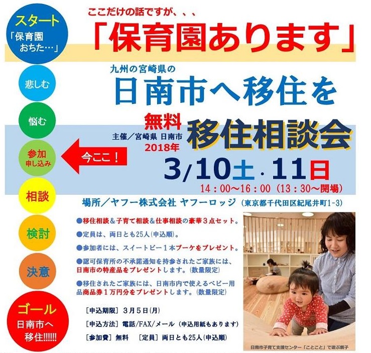 日南市移住相談会2018【要予約】保育所･仕事紹介＆参加特典有り | 移住関連イベント情報