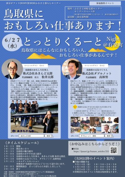 イベント報告 とっとりくるーと～鳥取県にこんなおもしろい仕事あります～無事終了しました！ | 地域のトピックス