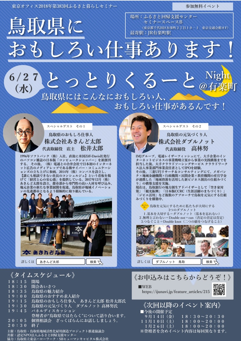 イベント報告 とっとりくるーと～鳥取県にこんなおもしろい仕事あります～無事終了しました！ | 地域のトピックス