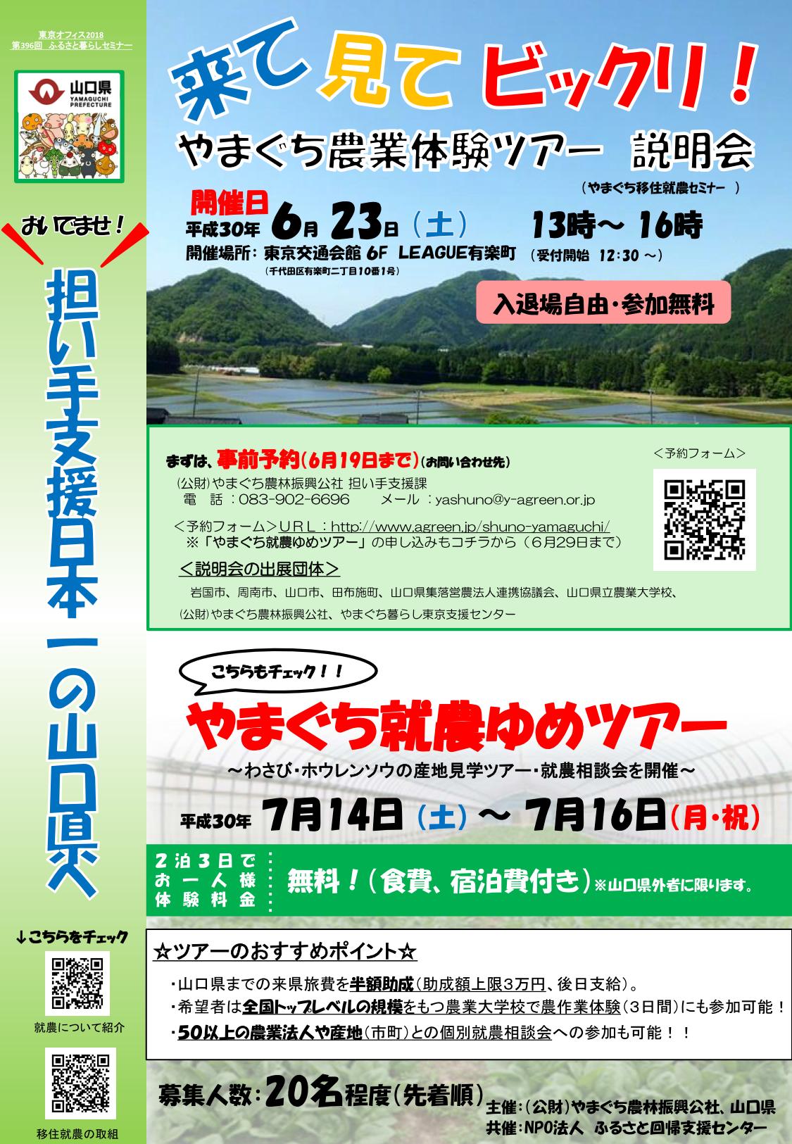 来て見てビックリ!やまぐち農業体験ツアー説明会 | 移住関連イベント情報