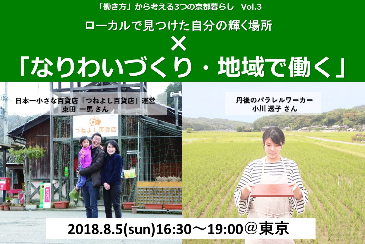 「なりわいづくり・地域で働く」という選択～「働き方」から考える3つの京都暮らし?～ | 移住関連イベント情報