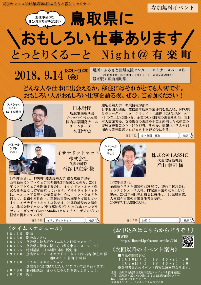 とっとりくるーとNight in 有楽町 | 移住関連イベント情報