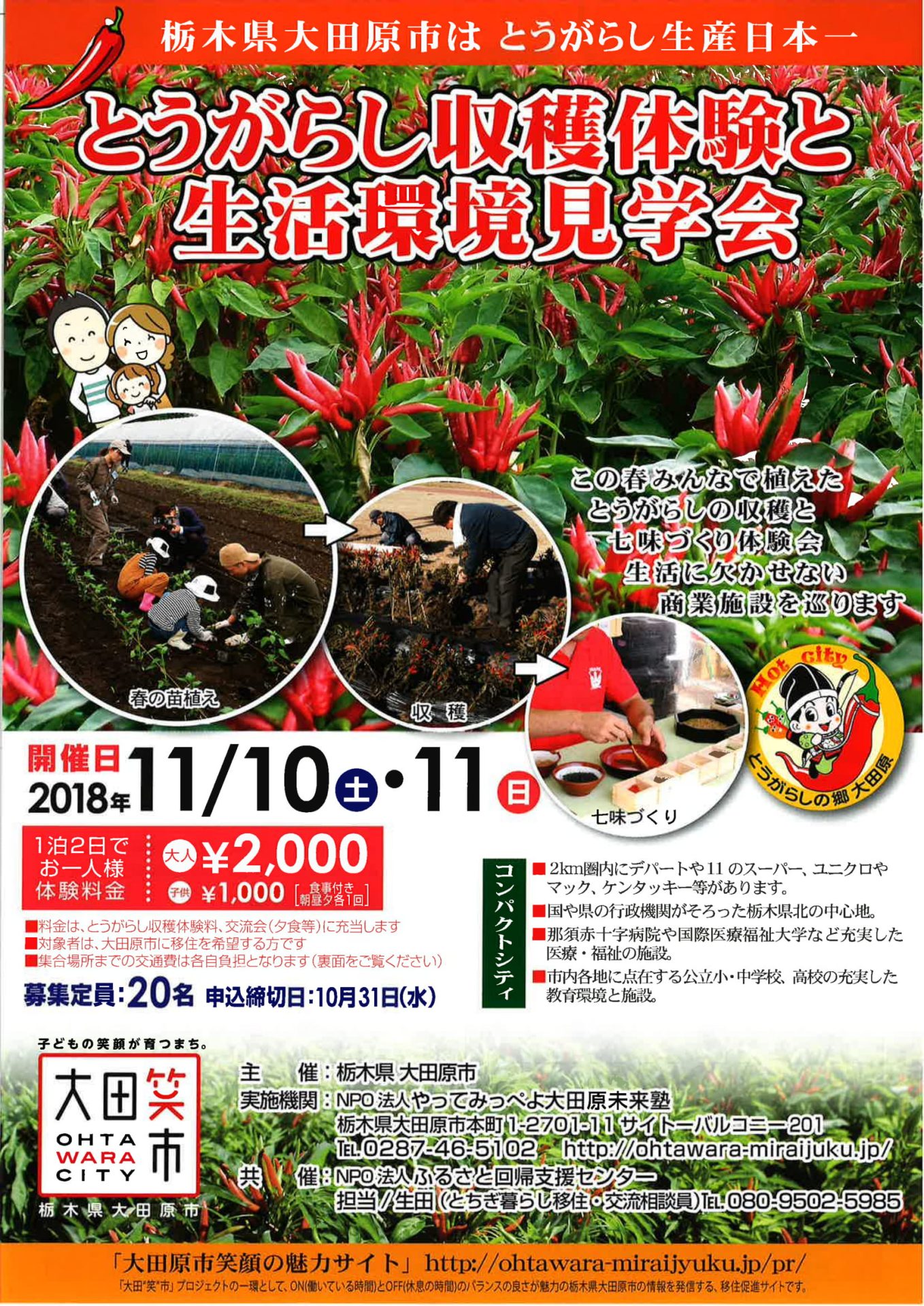 【大田原市】とうがらし収穫体験と生活環境見学会 | 移住関連イベント情報