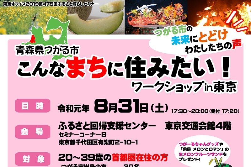 青森県つがる市 こんなまちに住みたい!ワークショップin東京 | 移住関連イベント情報