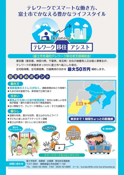 【富士市】テレワーク移住補助金スタート | 地域のトピックス