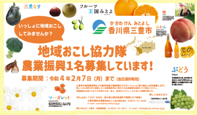 三豊市地域おこし協力隊（農業振興）を募集します！ | 移住関連イベント情報