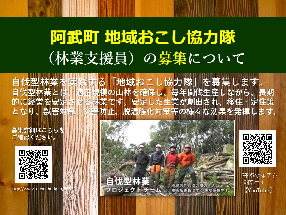 【山口県阿武町】自伐型林業を実践する地域おこし協力隊（林業支援員）募集！ | 移住関連イベント情報