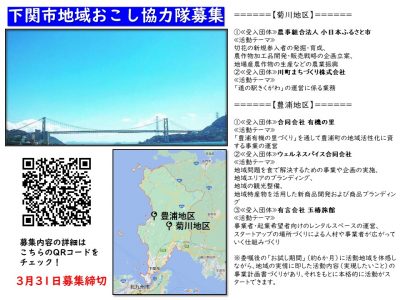 【下関市】地域おこし協力隊募集！（締切3/31） | 地域のトピックス