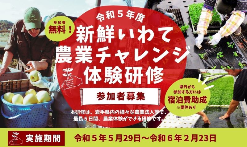 令和５年度「新鮮いわて農業チャレンジ体験研修」の参加者を募集します！ | 移住関連イベント情報