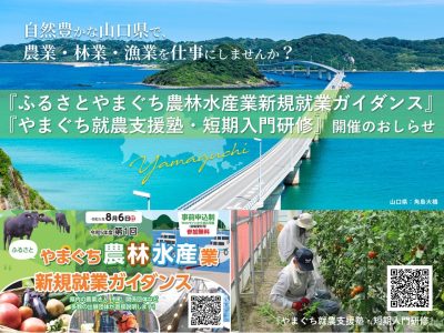 【農業を目指す方へ】『ふるさとやまぐち農林水産業新規就業ガイダンス』『やまぐち就農支援塾・短期入門研修』のお知らせ | 地域のトピックス