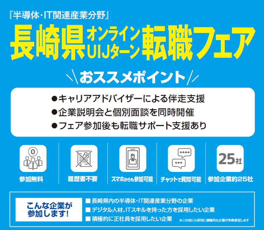 長崎県で働こう!『第1回長崎県オンラインU・I・Jターン転職フェア』 | 移住関連イベント情報