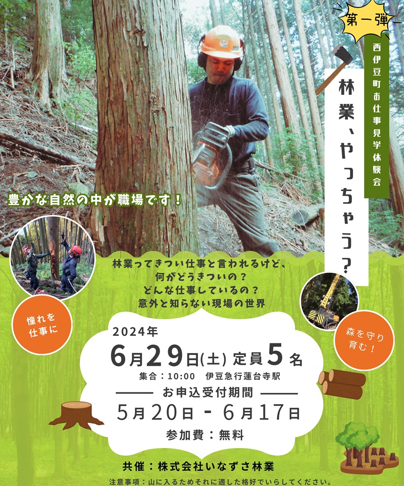 西伊豆町お仕事見学体験会「林業、やっちゃう?」 | 移住関連イベント情報