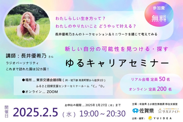 さが暮らしセミナー~長井さんトークセッション「新しい自分の可能性を見つける・探す」 | 移住関連イベント情報