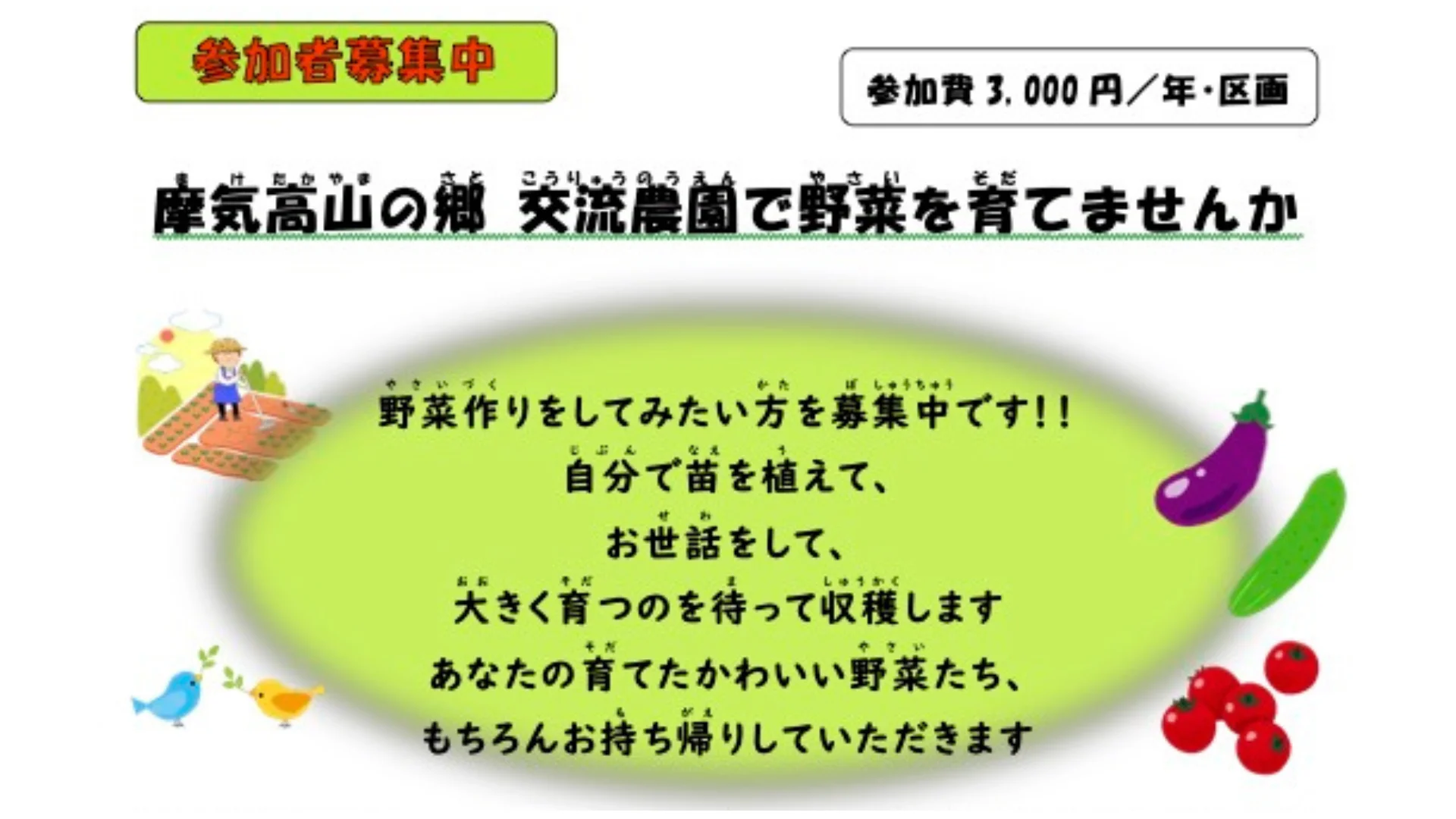 【参加者募集！】南丹市摩気高山の郷 交流農園で野菜を育てませんか？ | 移住関連イベント情報